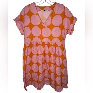Michelle McDowell Pink and Orange Polka Dot Dress - Small